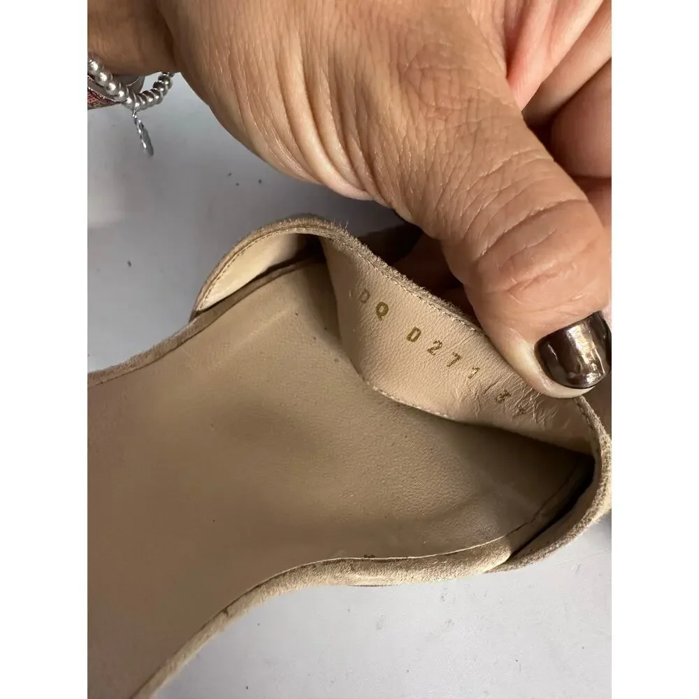 Valentino Garavani Rockstud Nude Suede Block Heel Sandals